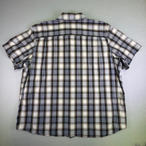 Carhartt Mens 3XL Relaxed Fit Plaid Short Sleeve Work Shirt Blue Brown - Picture 5 of 9